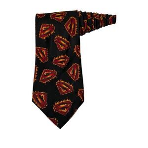 Dc Comics Superman S Logo Flames Vintage Novelty Necktie 100% Polyester
